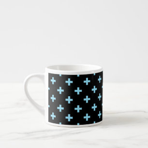 Blaue Pollka-Kreuze auf schwarz Espressotasse