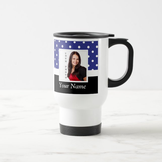 Blaue Polster-Dot-Vorlage Reisebecher (Rechts)