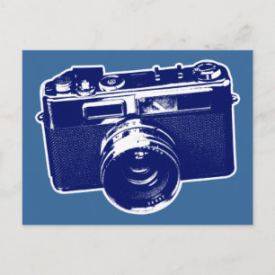 Blaue Pop-Art-Kamera Postkarte