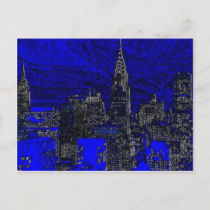 Blaue Pop-Art New York City Postkarte