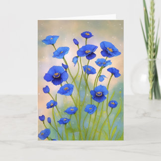 Blaue Poppies Karte