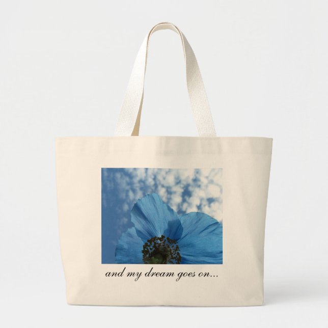 BLAUE POPPY Blume Traumblau Jumbo Stoffbeutel (Vorne)