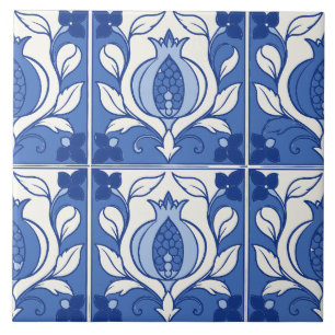 Blaue portugiesische Azulejo-Granatapfel-Kachel Fliese