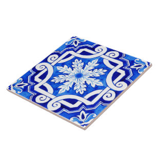 Blaue portugiesische Azulejo Keramik Tile. Fliese