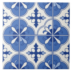 Blaue portugiesische Azulejo-Vierblatt-Kreuz-Flies Fliese