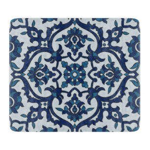 Blaue portugiesische Azulejos-Blumenkachel-Muster Schneidebrett