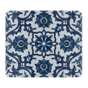 Blaue portugiesische Azulejos-Blumenkachel-Muster Schneidebrett