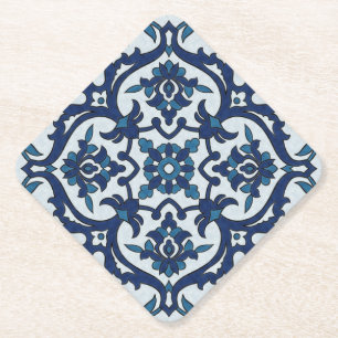 Blaue portugiesische Azulejos-Blumenkachel-Muster Untersetzer