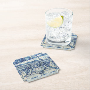 Blaue portugiesische Fliesen mit zwei Engeln Untersetzer