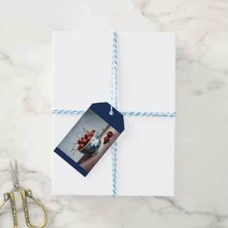 Blaue Porzellan & Kirschen Geschenkanhänger