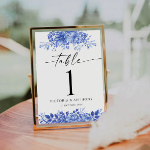 Blaue Porzellanhochzeit Tischnummer