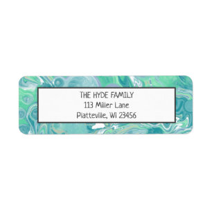 Blaue Pour Painting Fluid Art Label