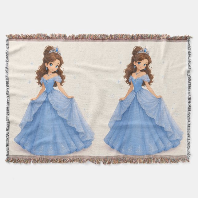 Blaue Prinzessin Wurfdecke Decke (Vorderseite)
