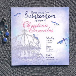 Blaue Prinzessinnen-Kutsche Quinceañera Einladung