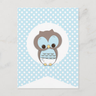 Blaue Punkt Baby Eule Party-Flagge Bunting Banner Postkarte