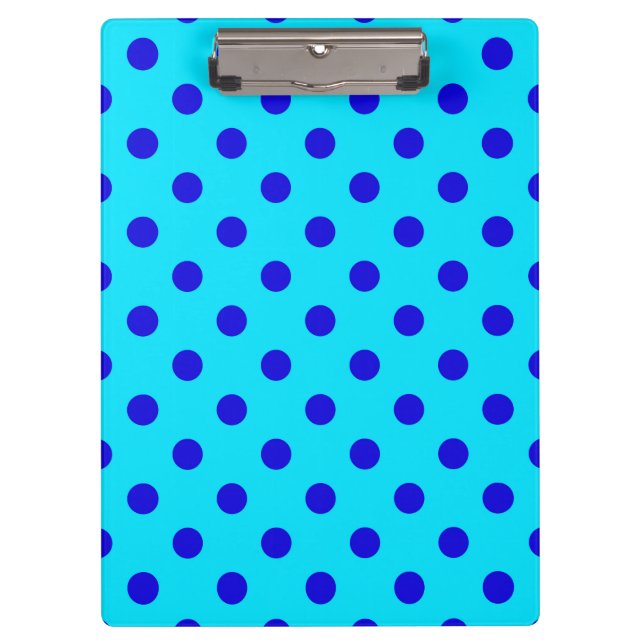 Blaue Punkte auf Cyan Musterdesign Klemmbrett (Vorderseite)