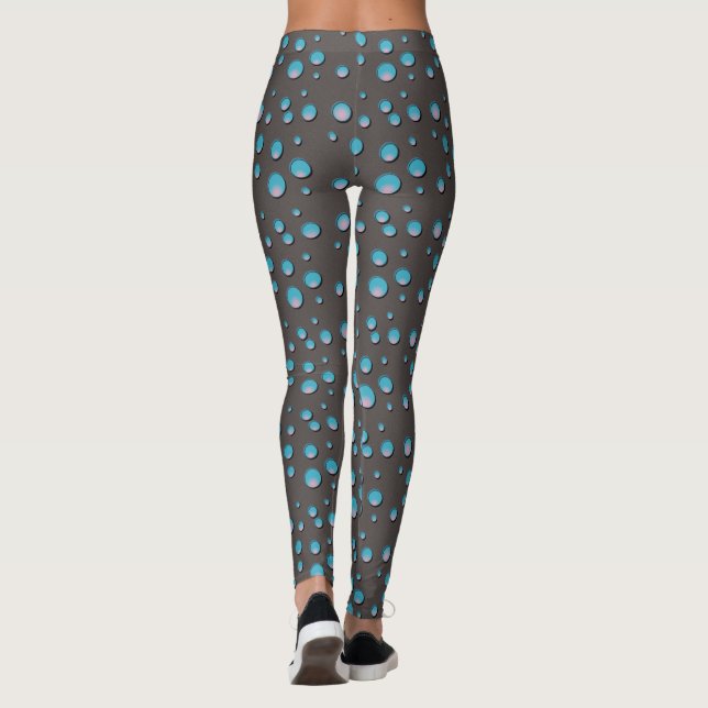 Blaue Punkte auf grauen Leggings (Rückseite)