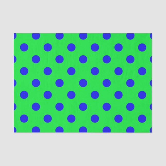 Blaue Punkte auf grünem Hintergrund Muster Design  Seidenpapier (Vorderseite)