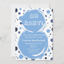 Blaue Punkte Baby-Einladung