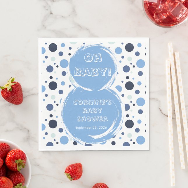 Blaue Punkte Baby Shower Papier Serviette (Beispiel)