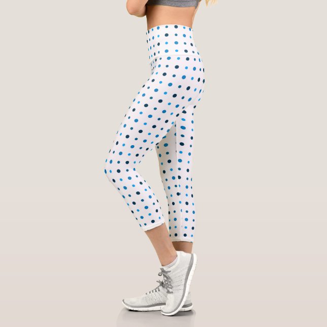 Blaue Punkte Capri Leggings (Links)