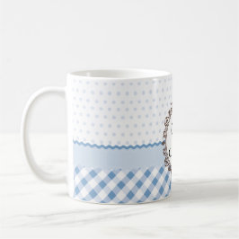 Blaue Punkte, Karos und Streifen mit Monogramm Tasse