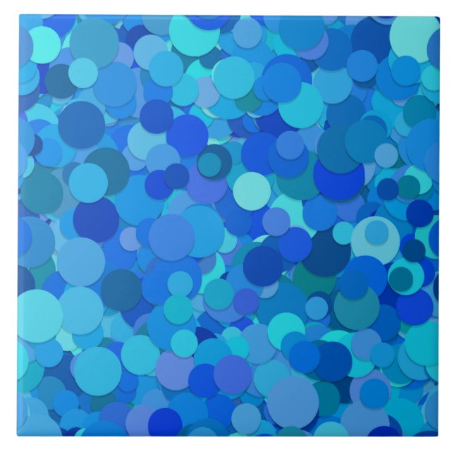 blaue Punkte-Konfetti-Kachel Fliese (Vorderseite)
