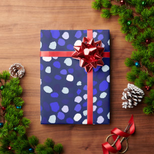 Blaue Punkte Mehrfarbige Lustige Geometrische Gest Geschenkpapier