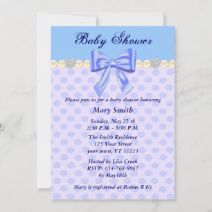 Blaue Punkte Schleife Baby Shower Einladung
