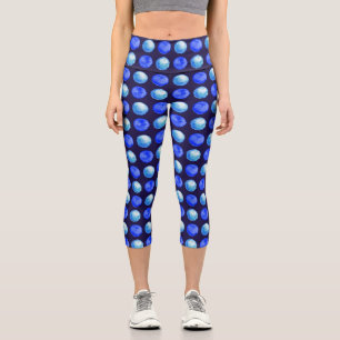 Blaue Punkte Wasserfarbmuster Indigozi Cerulean Capri Leggings