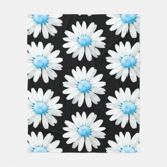 Blaue Punktierte Gänseblümchen Fleecedecke (Vorderseite)