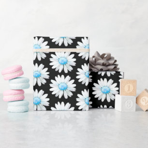 Blaue Punktierte Gänseblümchen Geschenkpapier