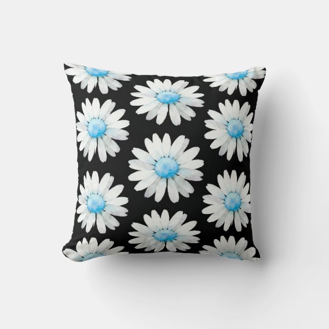Blaue Punktierte Gänseblümchen Kissen (Vorderseite)