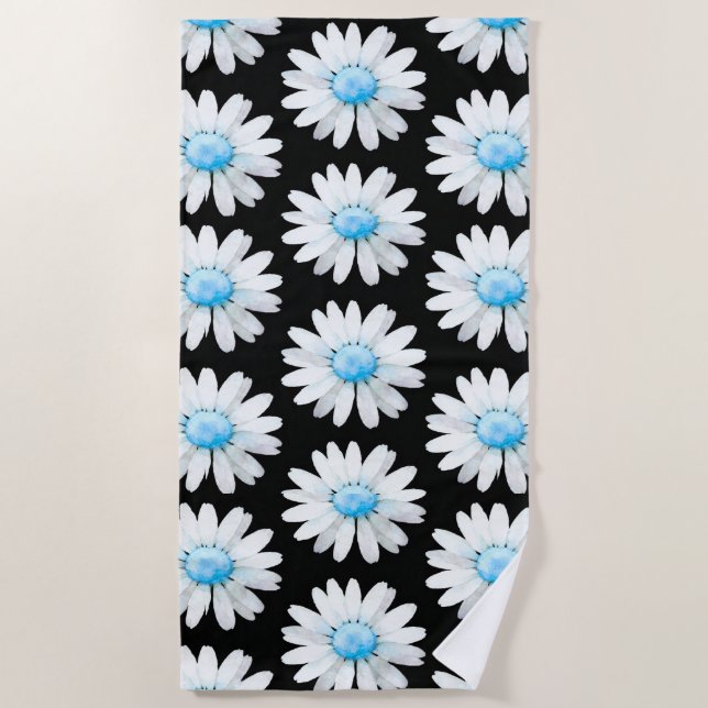 Blaue Punktierte Gänseblümchen Strandtuch (Vorderseite)