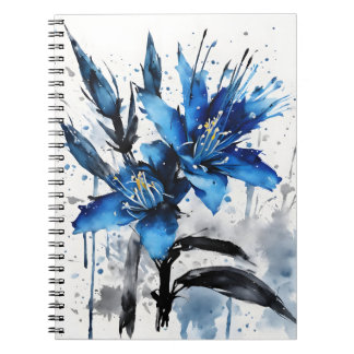 Blaue Puya - Aquarellblumen Notizblock