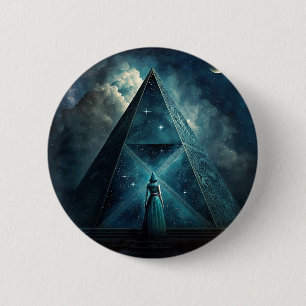 Blaue Pyramide Surreale Visionäre Kunst Button