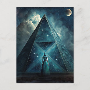 Blaue Pyramide Surreale Visionäre Kunst Postkarte