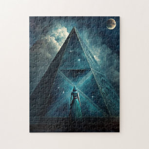 Blaue Pyramide Surreale Visionäre Kunst Puzzle