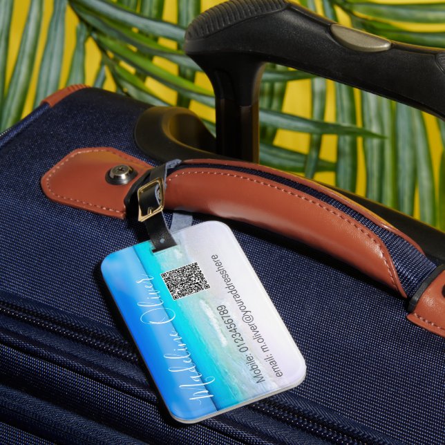 Blaue QR-Codes für Meeresschutzgebiete Gepäckanhänger (Vorderseite Insitu 1)