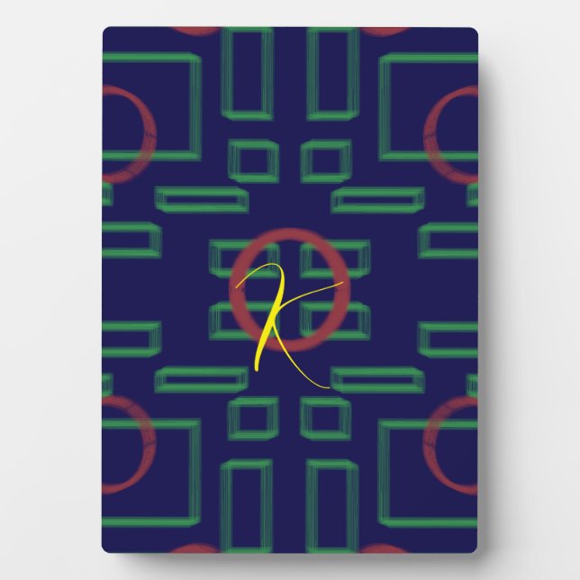 Blaue Quadrate geometrisch Fotoplatte (Vorderseite)