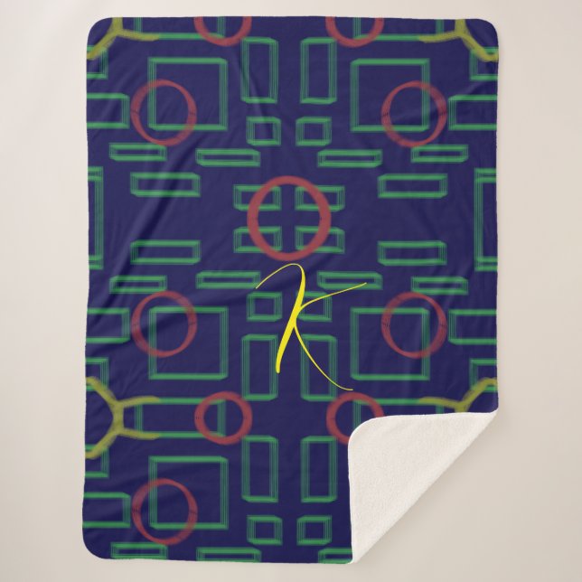 Blaue Quadrate geometrisch Sherpadecke (Vorderseite)