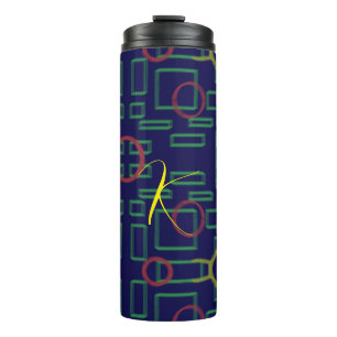 Blaue Quadrate geometrisch Thermosbecher