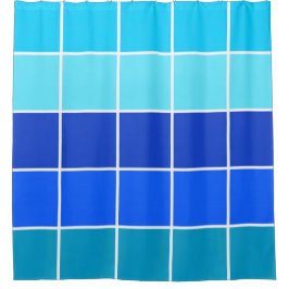 Blaue Quadrate glänzende Streifen Duschvorhang