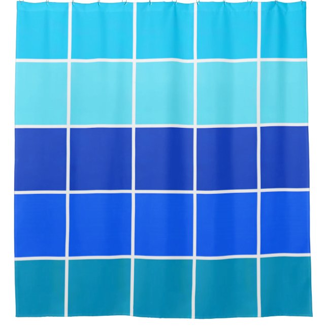 Blaue Quadrate glänzende Streifen Duschvorhang (Vorderseite)