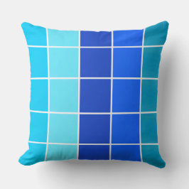 Blaue Quadrate glänzende Streifen Kissen