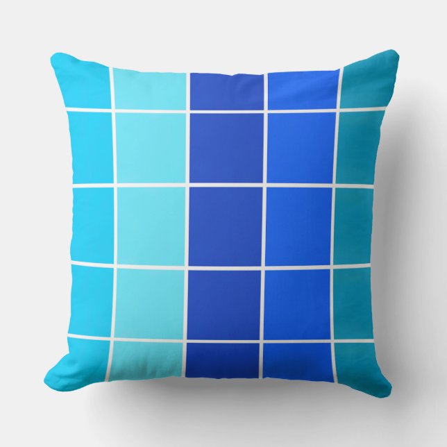 Blaue Quadrate glänzende Streifen Kissen (Vorderseite)