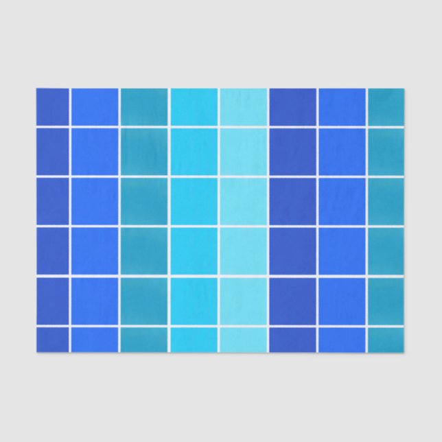 Blaue Quadrate glänzende Streifen Seidenpapier (Vorderseite)