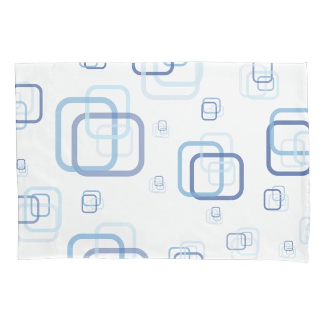 Blaue Quadrate Kissenbezug (Vorderseite-Links)