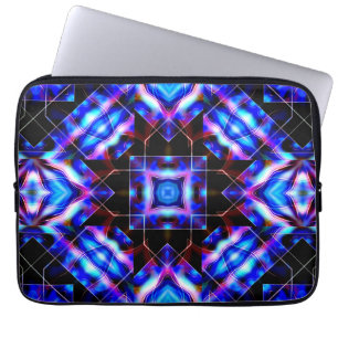 Blaue Quadrate mit Acrylgradienten im dunklen Stil Laptopschutzhülle