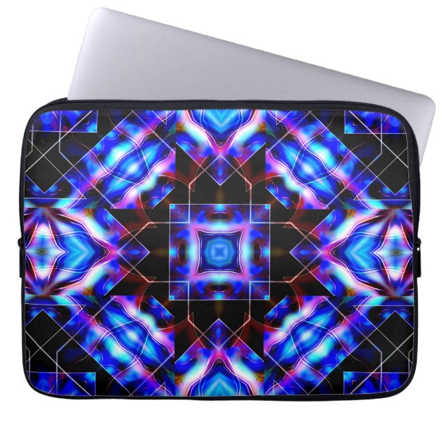 Blaue Quadrate mit Acrylgradienten im dunklen Stil Laptopschutzhülle (Vorderseite)